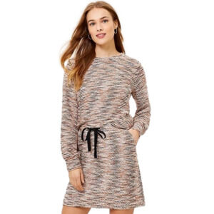 Loft Women's Brown Black White Boucle Sweatshirt & skirt size large